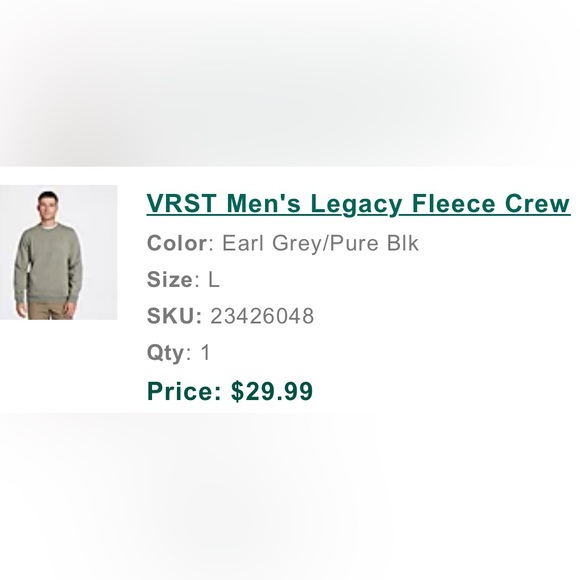 VRST Crew Sweatshirt Large Heather Earl Grey/ Pure Black - Picture 3 of 4